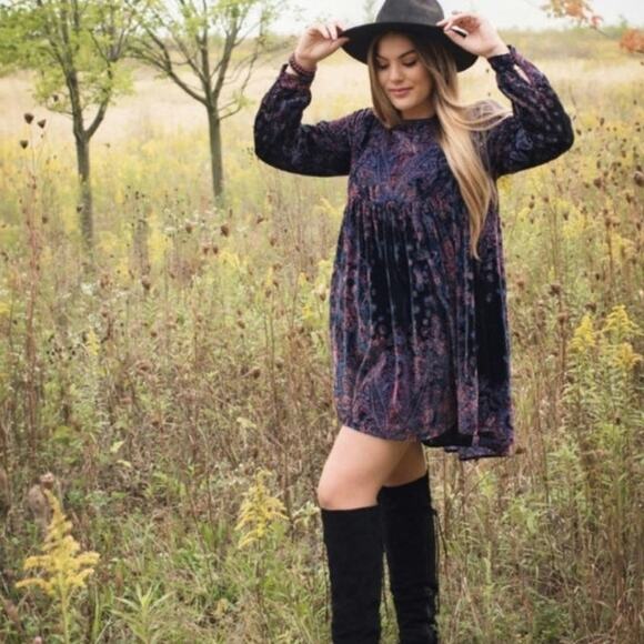 Free People Black and Purple Midi Dress - Picture 8 of 9